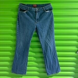 Chaps Denim Womens Blue Medium Wash Bootcut Flare Jeans Size 12 Stretch Mid Rise